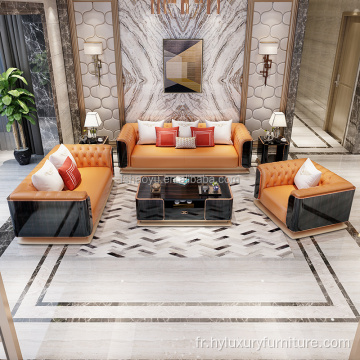 Mobilier de hall d&#39;hôtel salon canapés en cuir de luxe ensemble canapé rond canapés de salon
